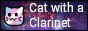 a blue and purple galaxy-themed background with a neocat with trans colors and the text Cat With a Clarinet